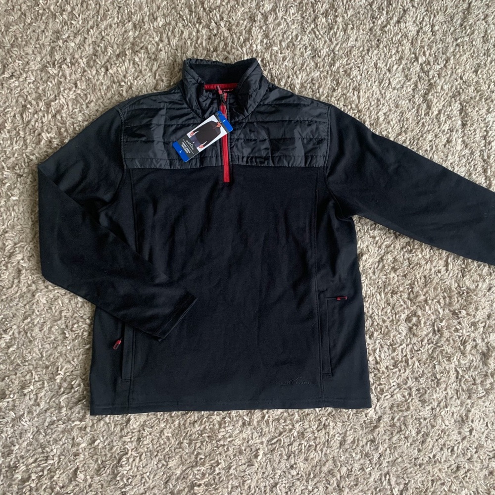 Eddie Bauer mixed media pullover. New with tags.